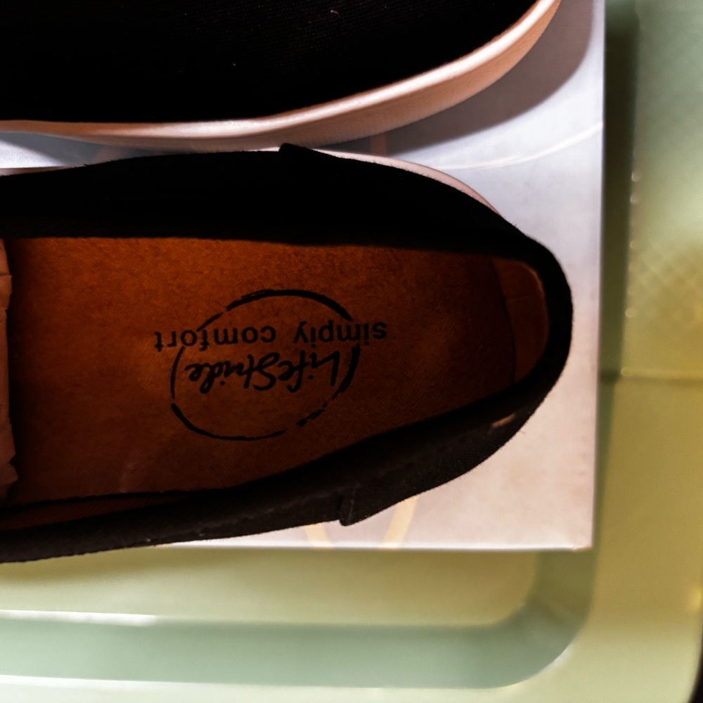 Life Stride Black Slip-On Athletic Shoes with White Accent - Picture 3 of 6